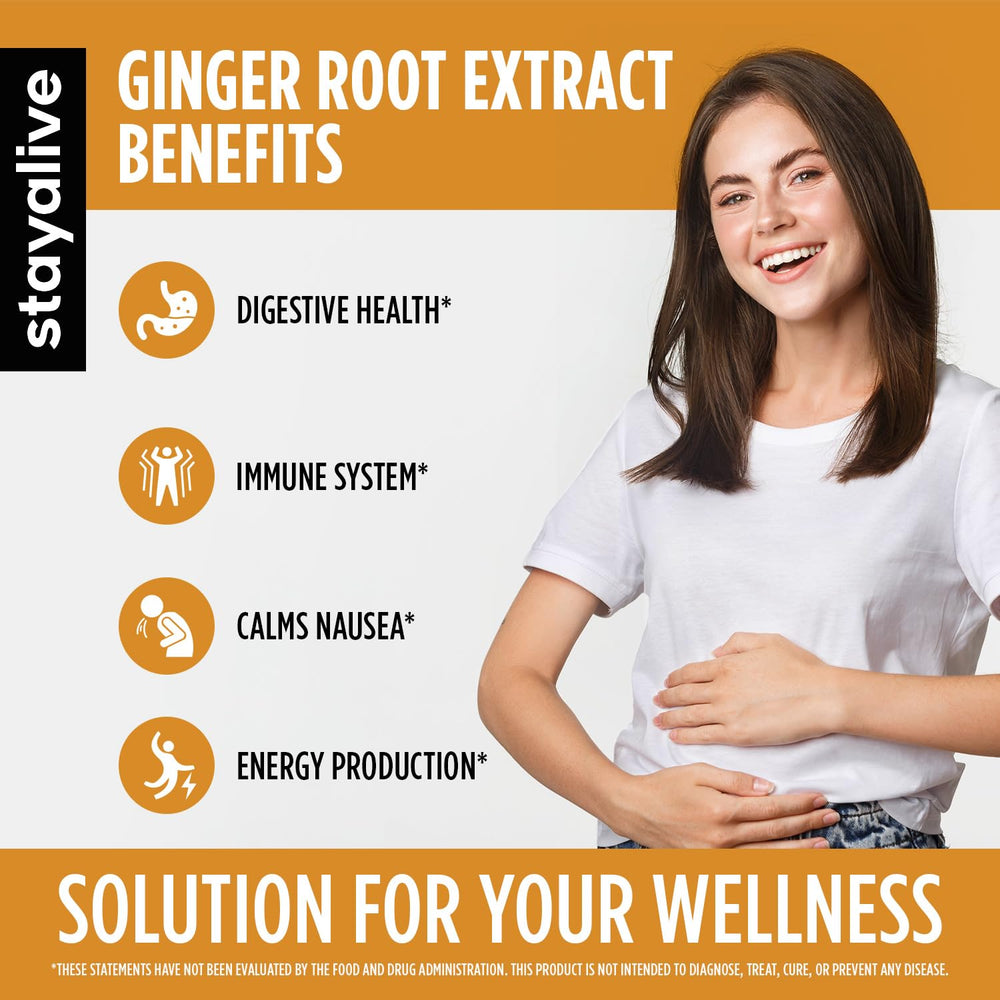 Pouring Stay Alive ginger capsules from the bottle