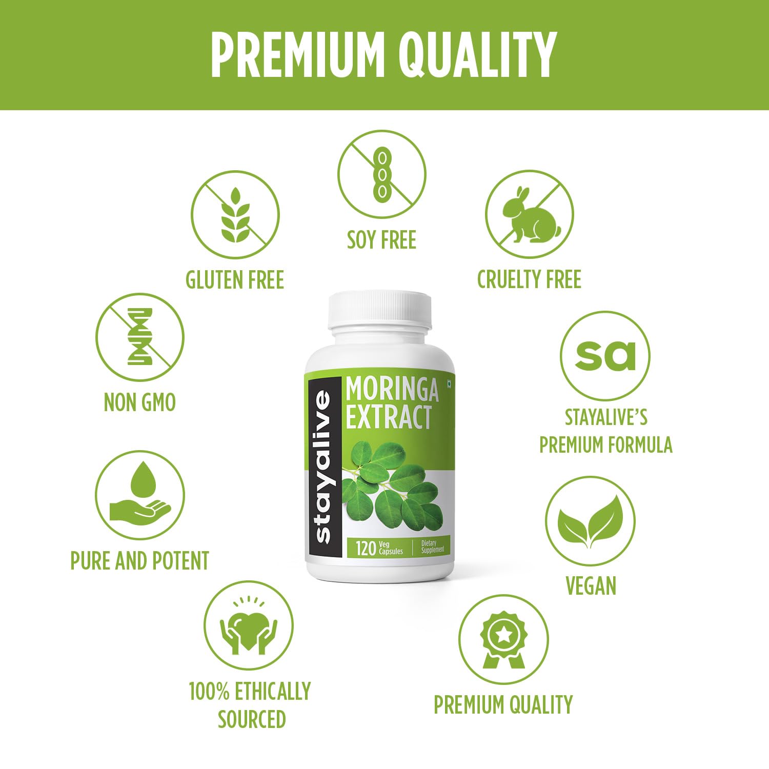 Healthy lifestyle concept with STAY ALIVE Moringa capsules