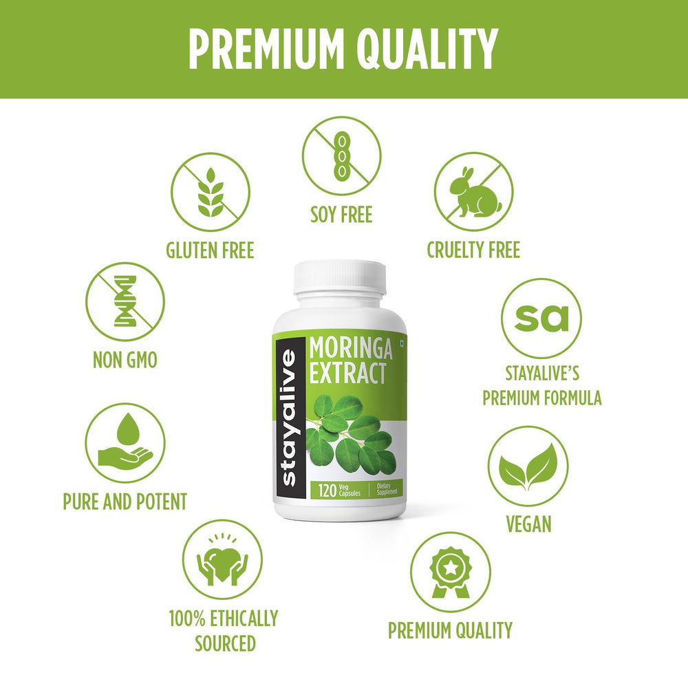 Healthy lifestyle concept with STAY ALIVE Moringa capsules