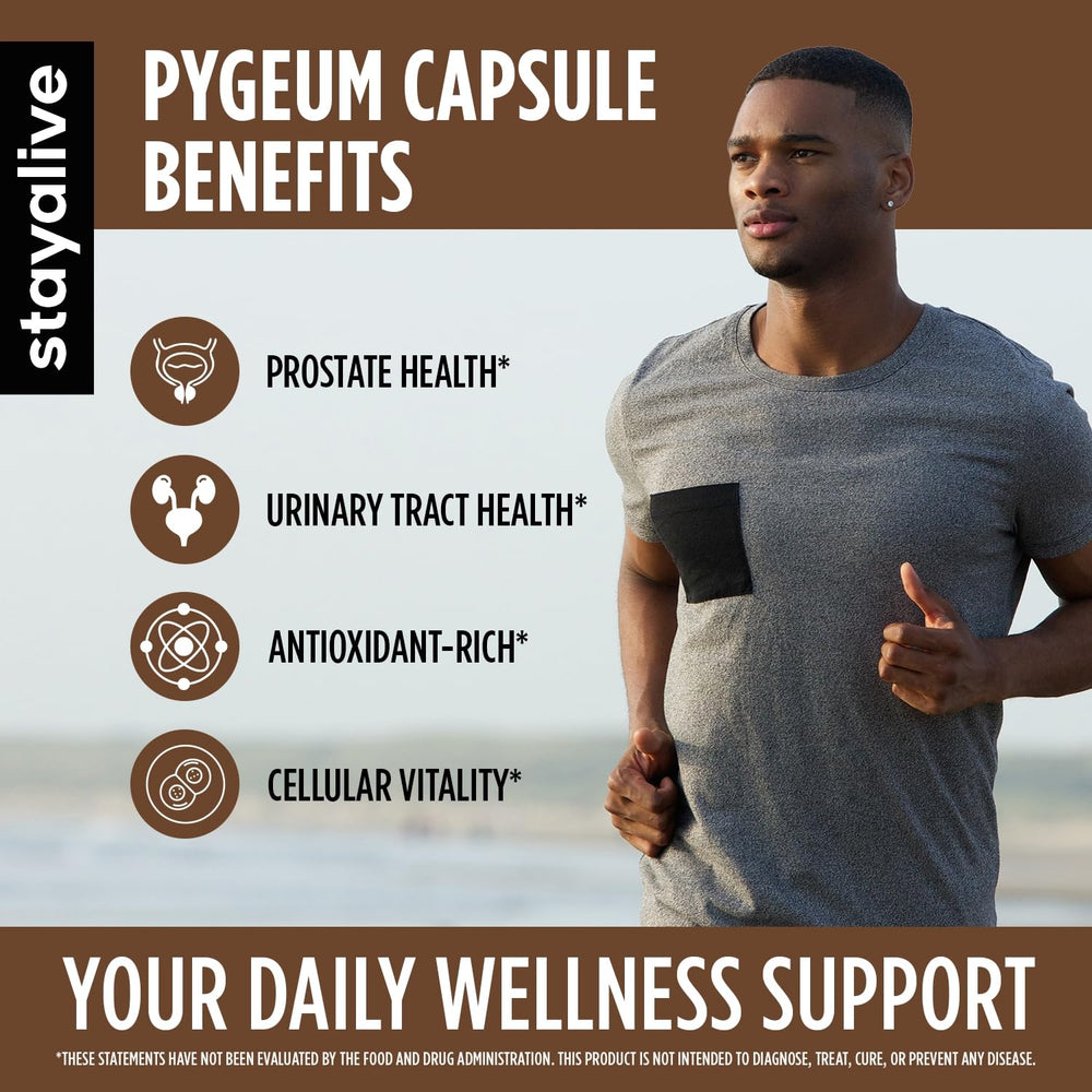 Pygeum bark extract capsules highlighted for prostate health