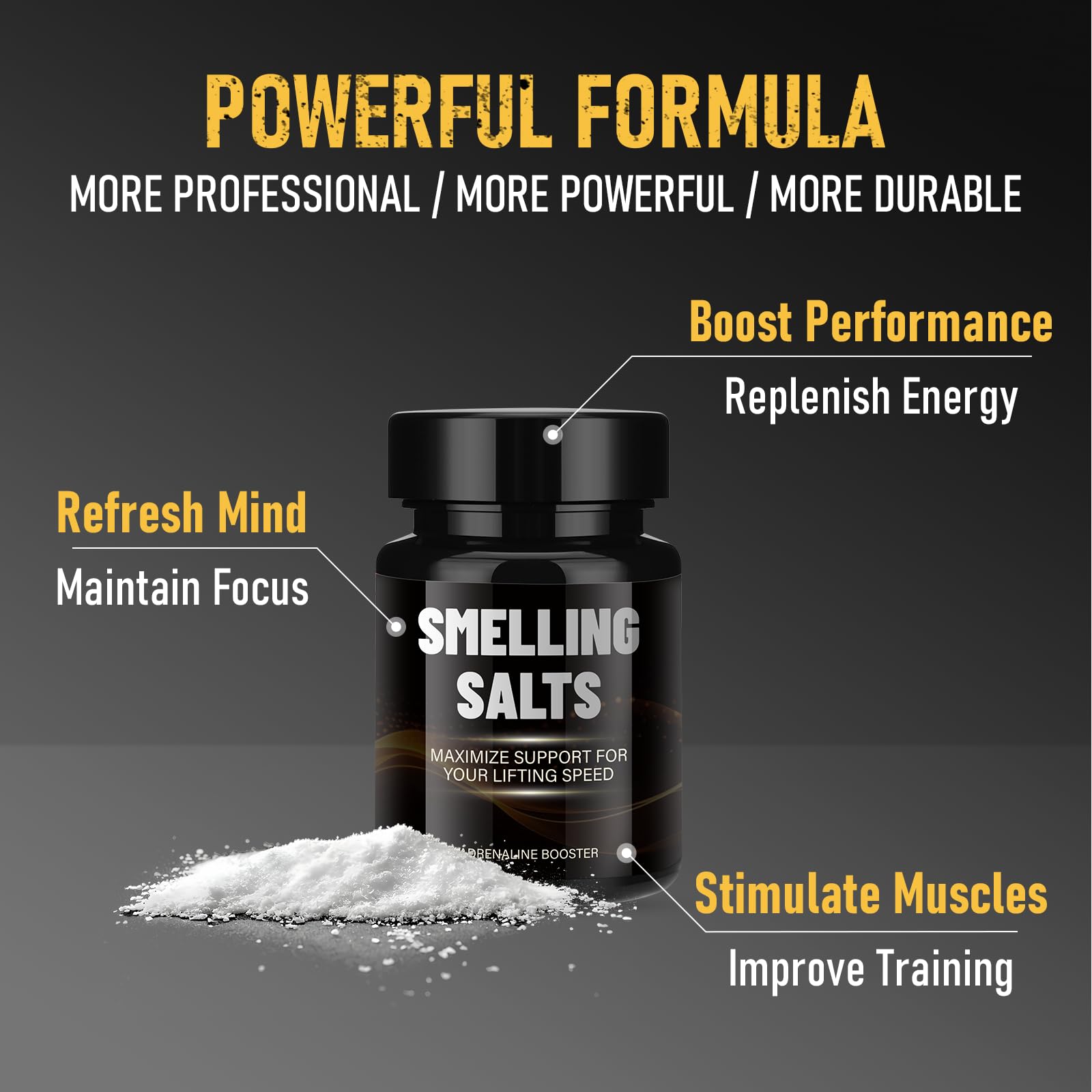 STAY STOKED salts endurance during long lift session conveys sustained performance potential.