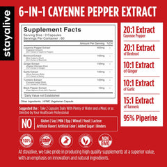 Back view showing supplement facts label on StayAlive bottle