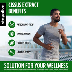 Bottle of StayAlive Cissus Quadrangularis capsules, 120 count