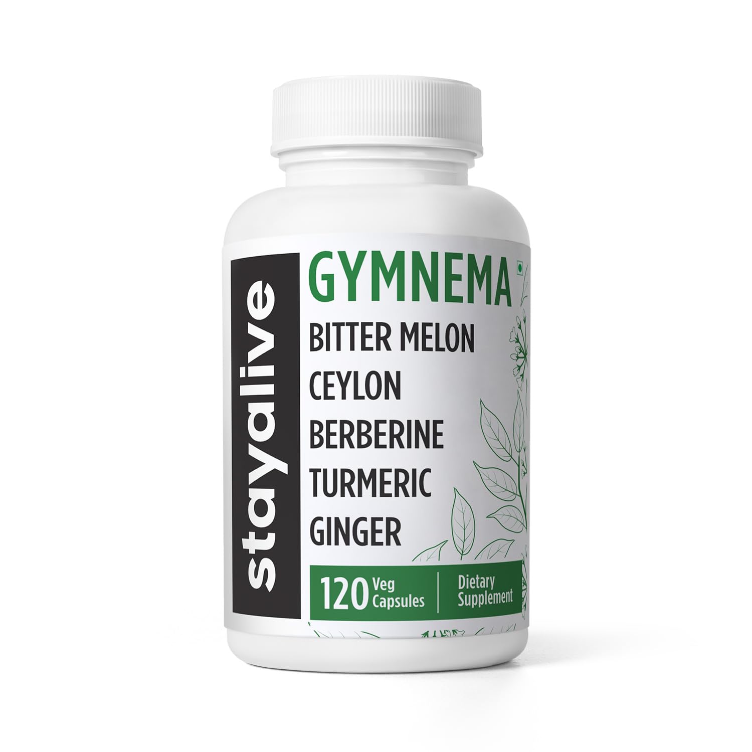 StayAlive Gymnema Sylvestre 25:1 extract bottle with 120 capsules