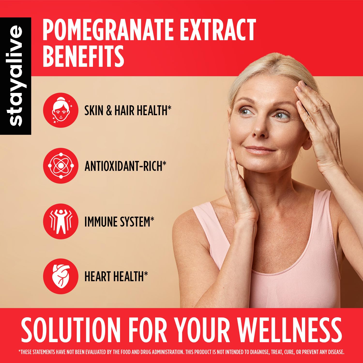 Close-up of 400 mg concentrated pomegranate extract per serving