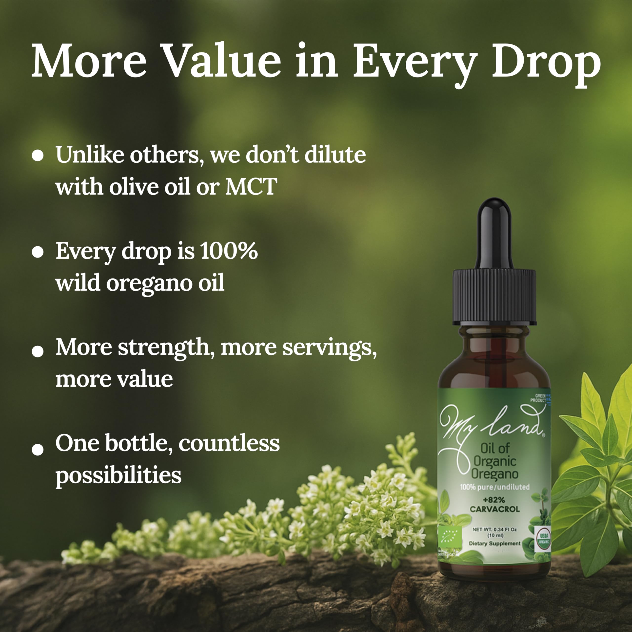 Steam-distilled oregano oil sourced from Mt. Olympus
