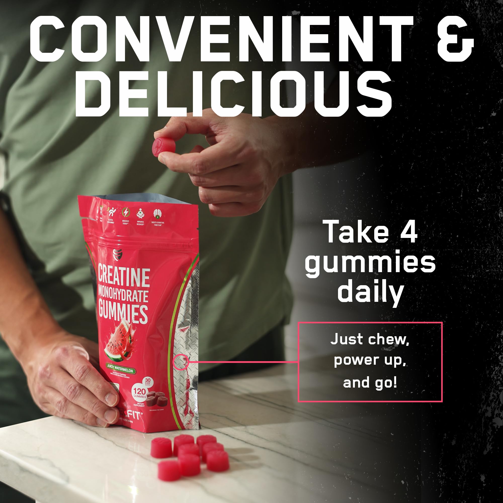 Bottle side view showing product packaging