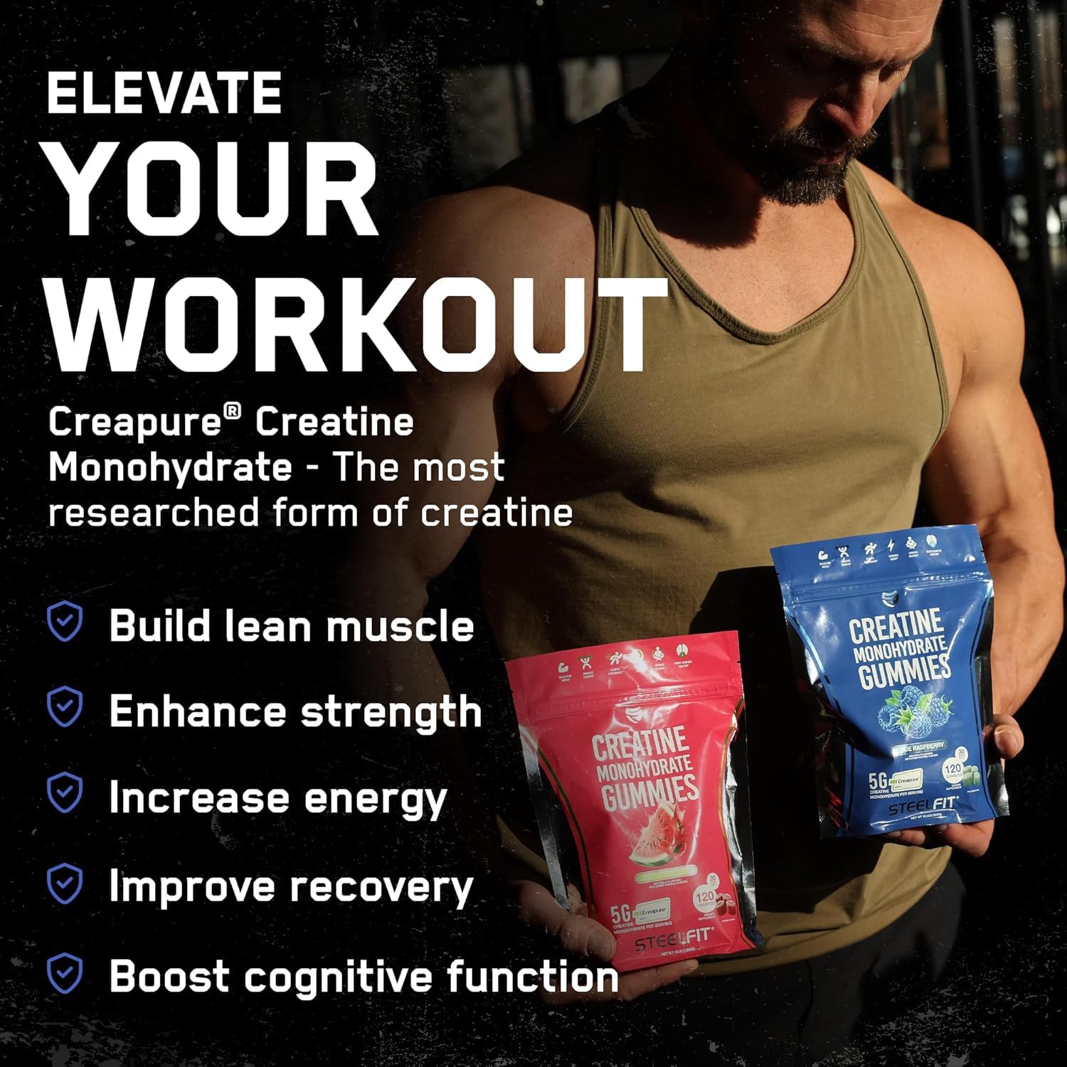 Nutrition label highlighting 5g Creapure per serving