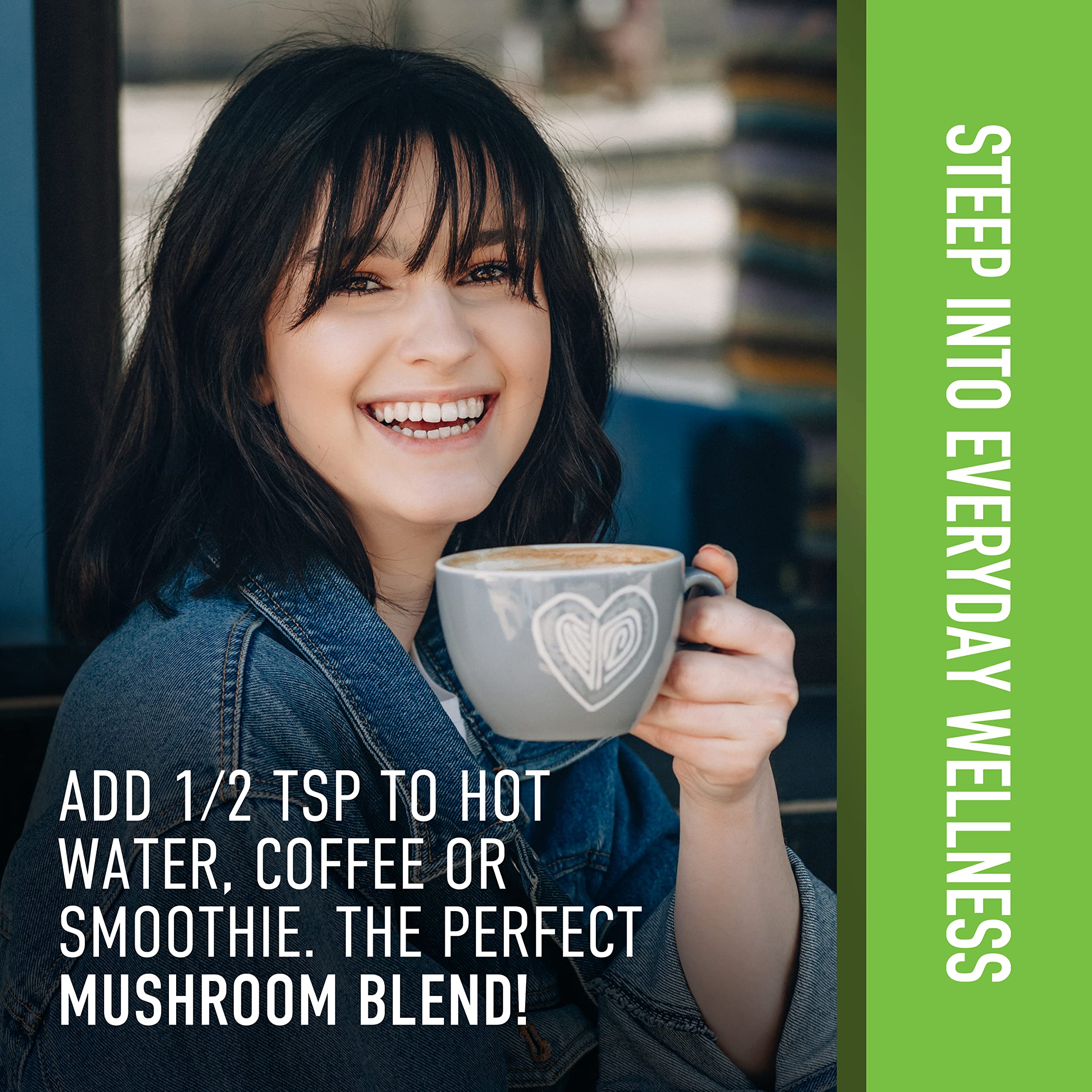 Serving idea: mushroom powder added to coffee or tea