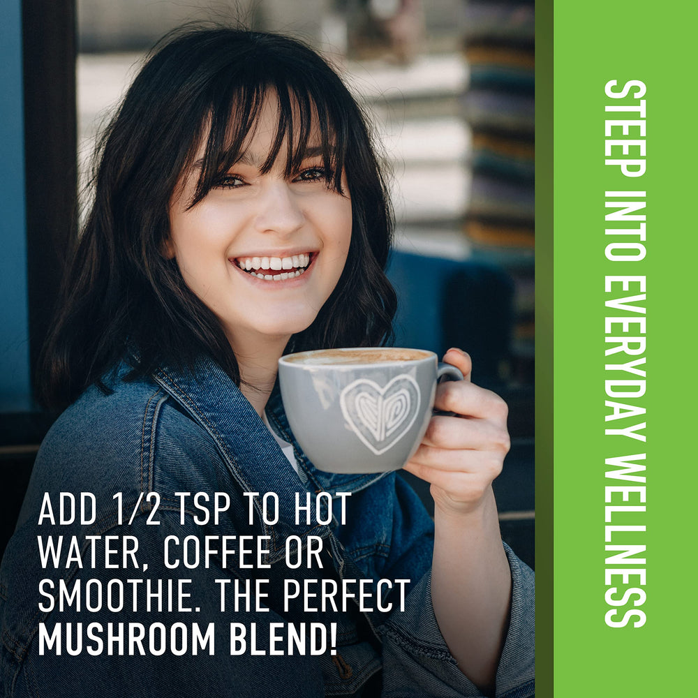 Serving idea: mushroom powder added to coffee or tea