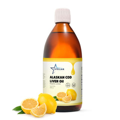 Stellar Alaskan Cod Liver Oil Lemon liquid bottle, 16.67 oz