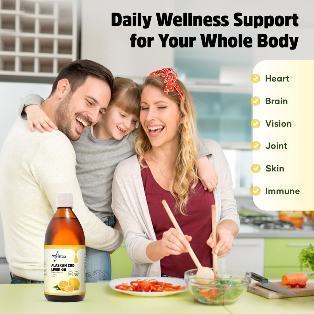 Stellar Cod Liver Oil Lemon capsules bottle packaging