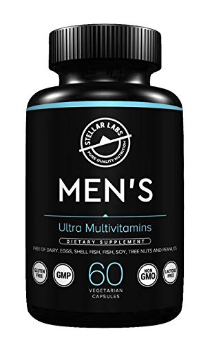 Front label of Stellar Labs Men's Low FODMAP Vegan Multivitamin - No Iron