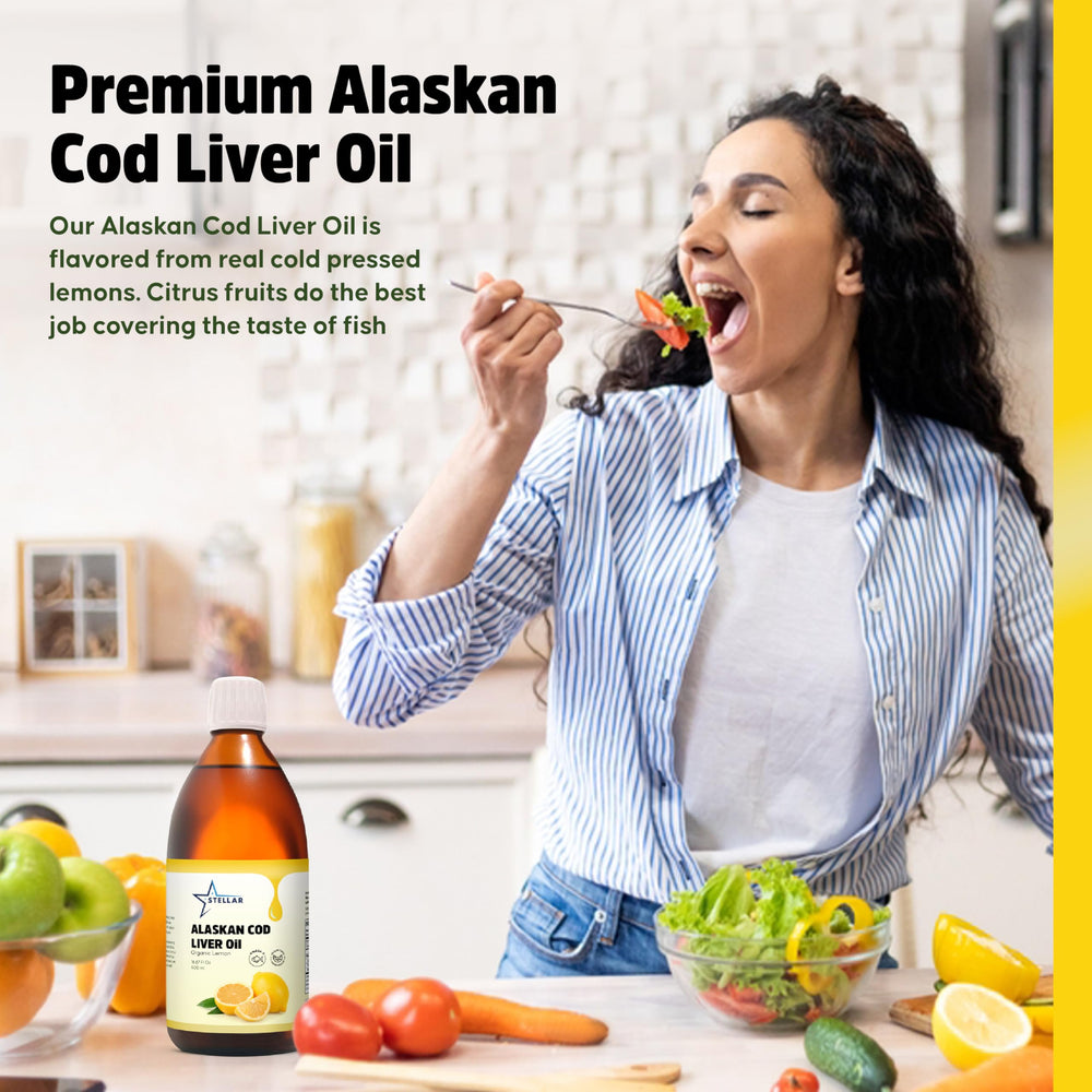 Non-GMO certified badge on Stellar Cod Liver Oil packaging