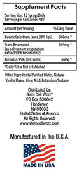 Label highlighting natural ingredients of Stem Cell Worx