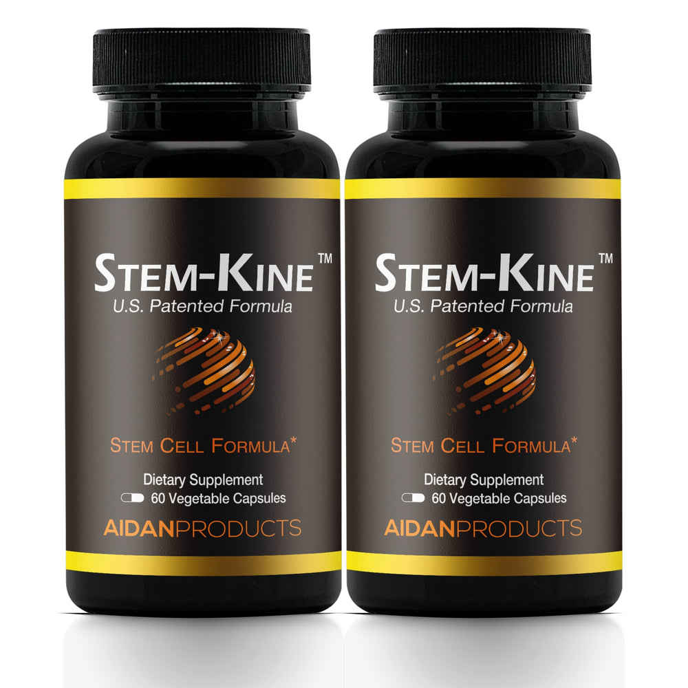 Stem-Kine stem cell supplement bottle and packaging