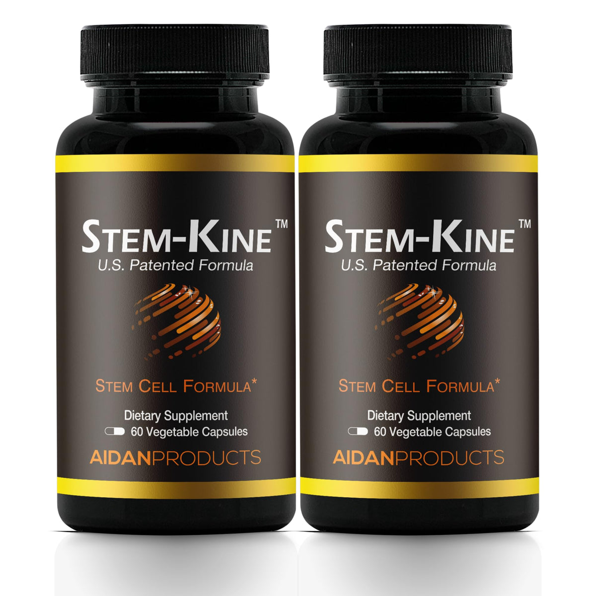 Stem-Kine stem cell supplement bottle and packaging