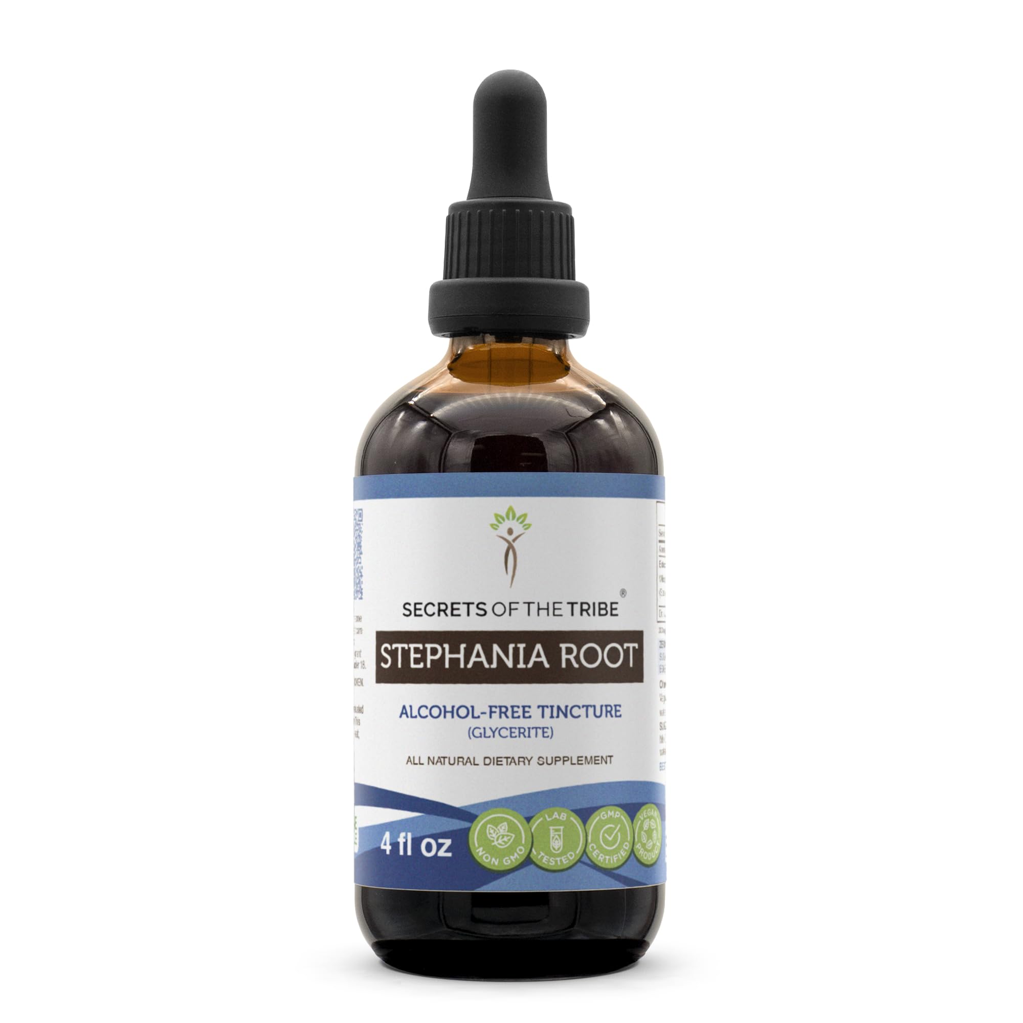 Bottle of Secrets of the Tribe Stephania Root Tincture 4 oz