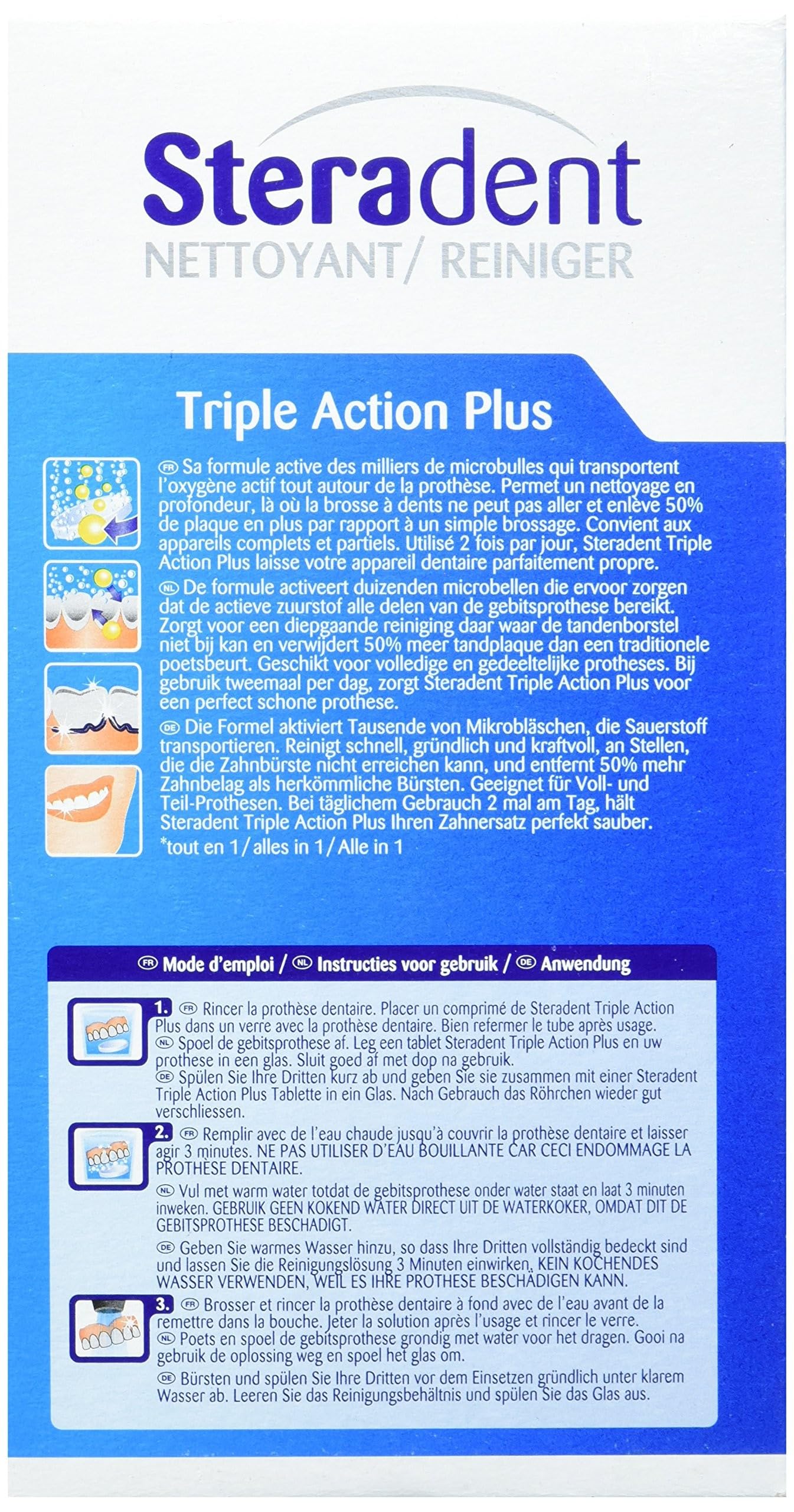 Pack shot of Steradent Triple Action Plus Economic Pack