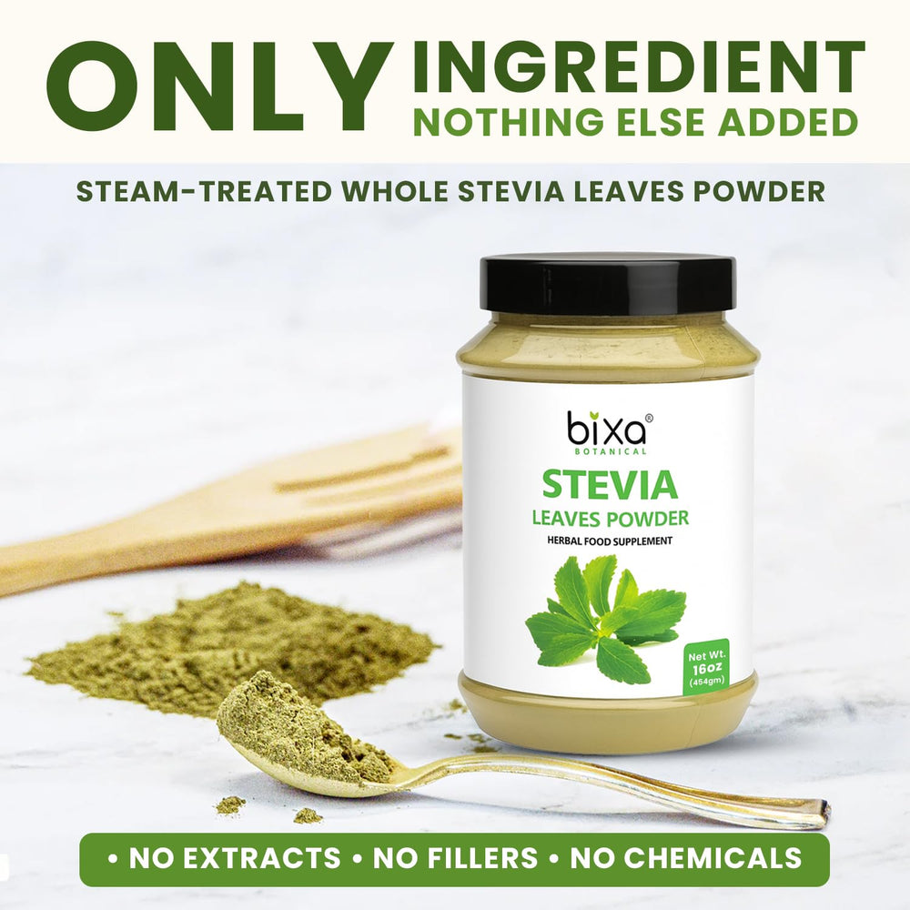 Close-up of Stevia rebaudiana leaves used for powder