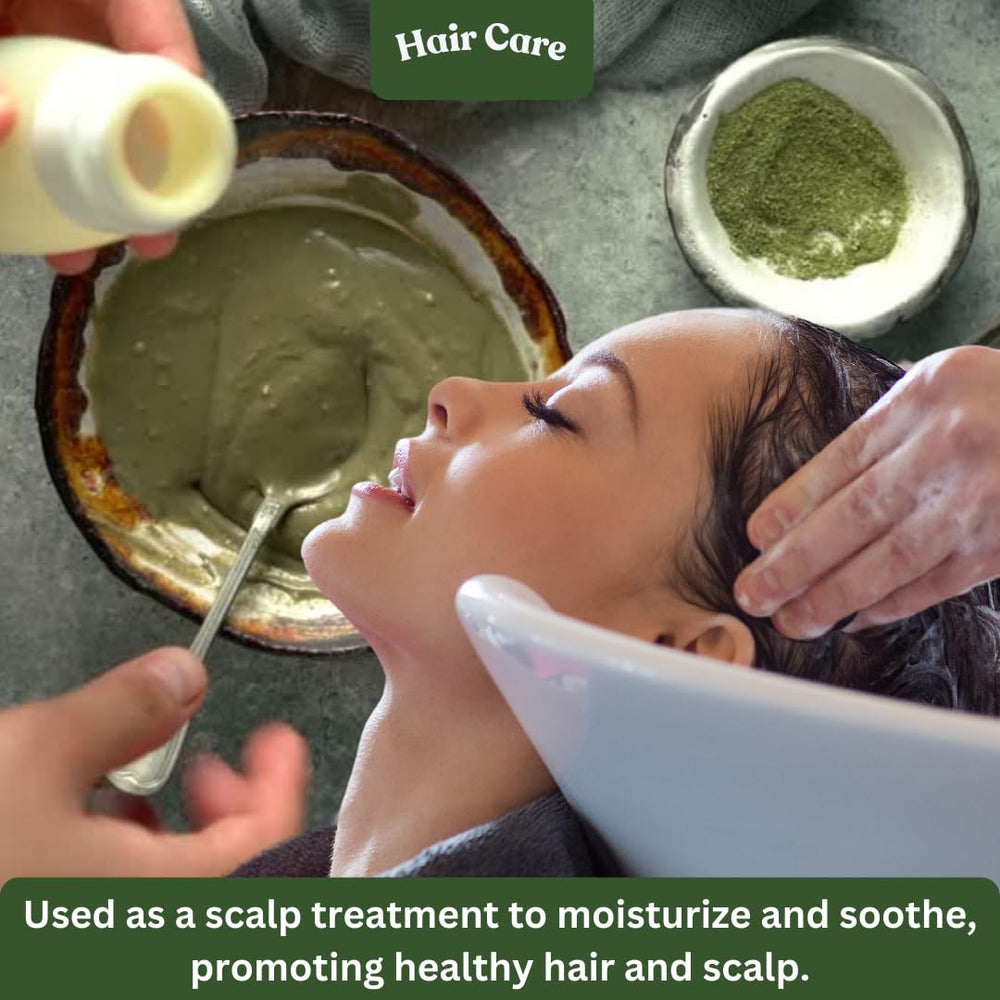 Fine green stevia powder macro shot