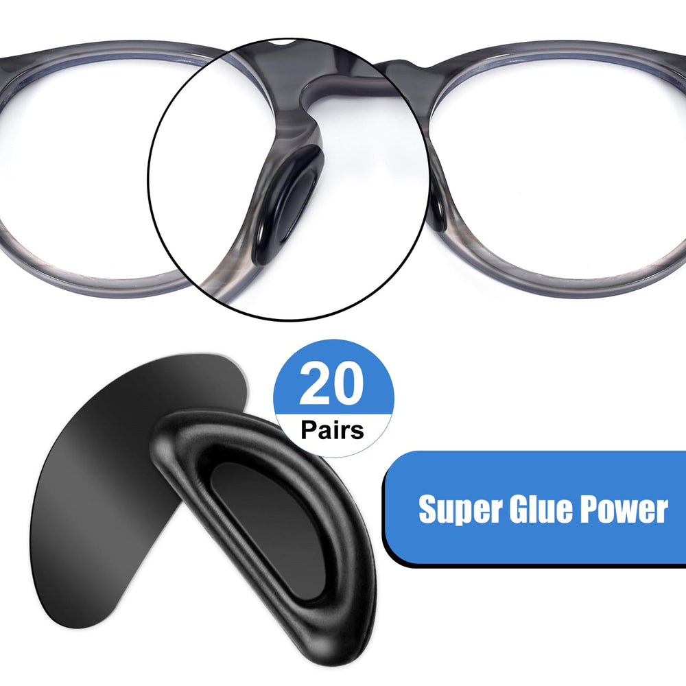 Glasses with stick-on silicone nose pads during activity