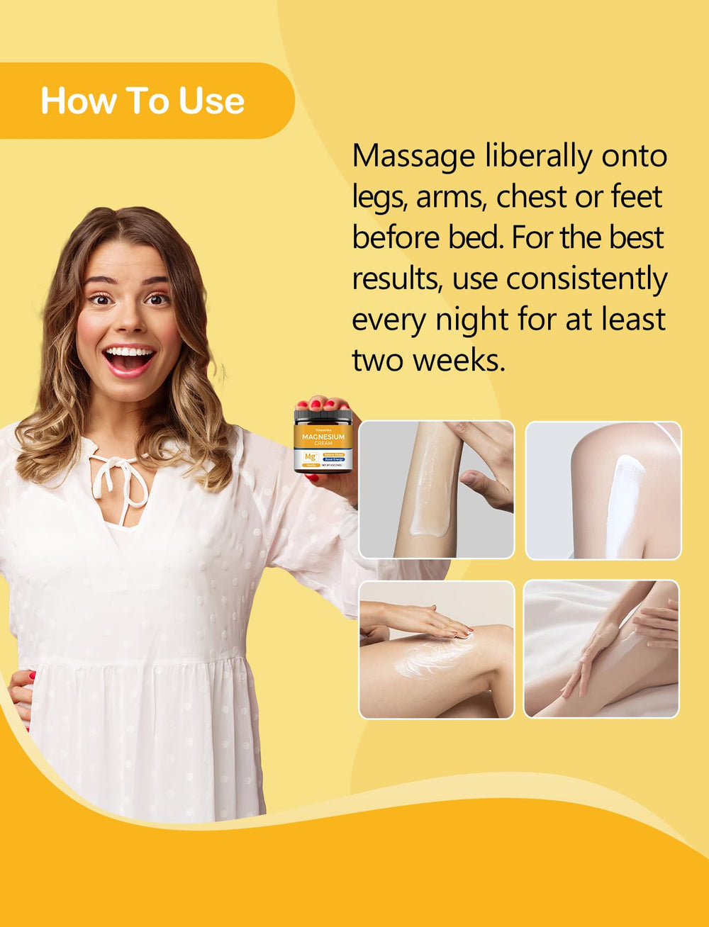 Deep hydration close-up of stilip magnesium cream on skin