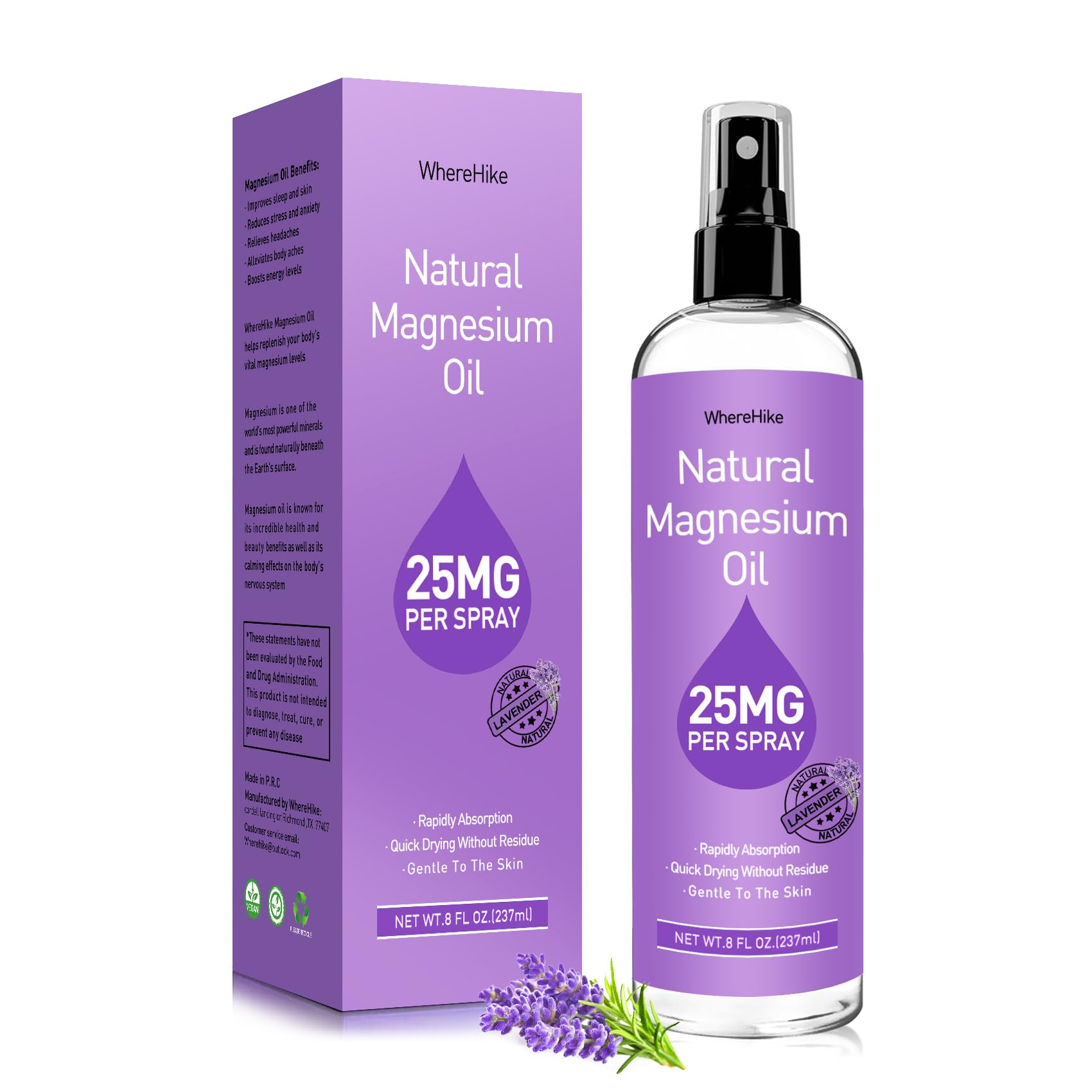 Fast-drying magnesium oil on skin