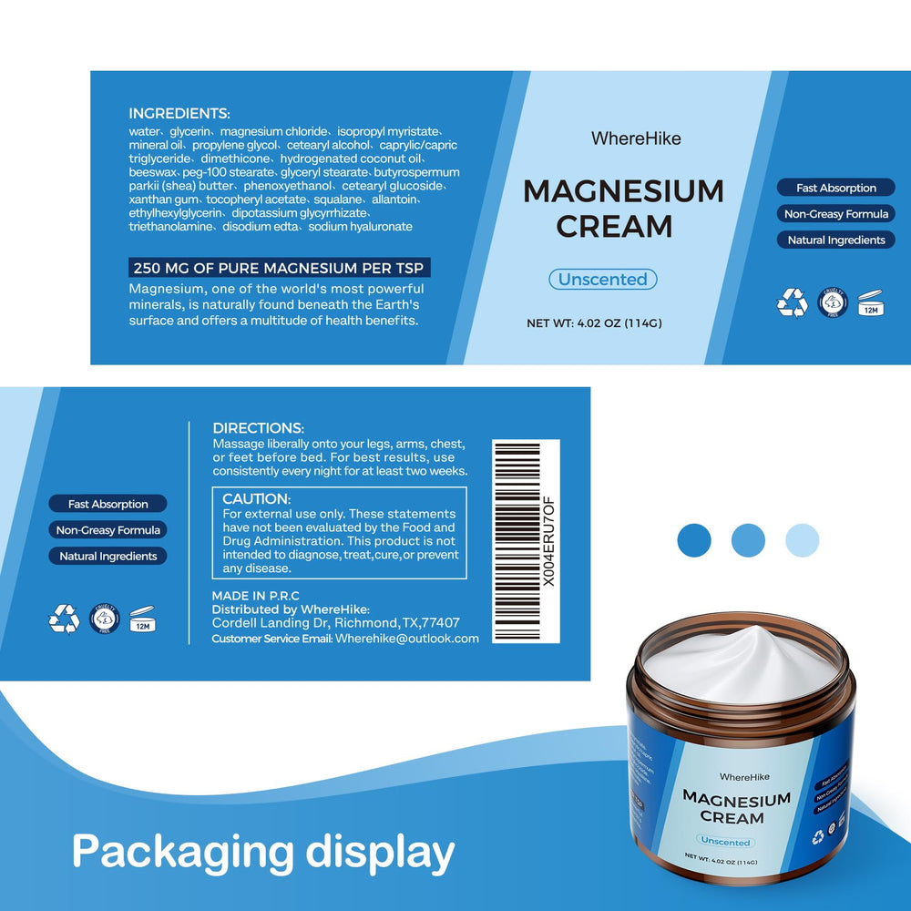 Unscented magnesium cream suitable for sensitive skin