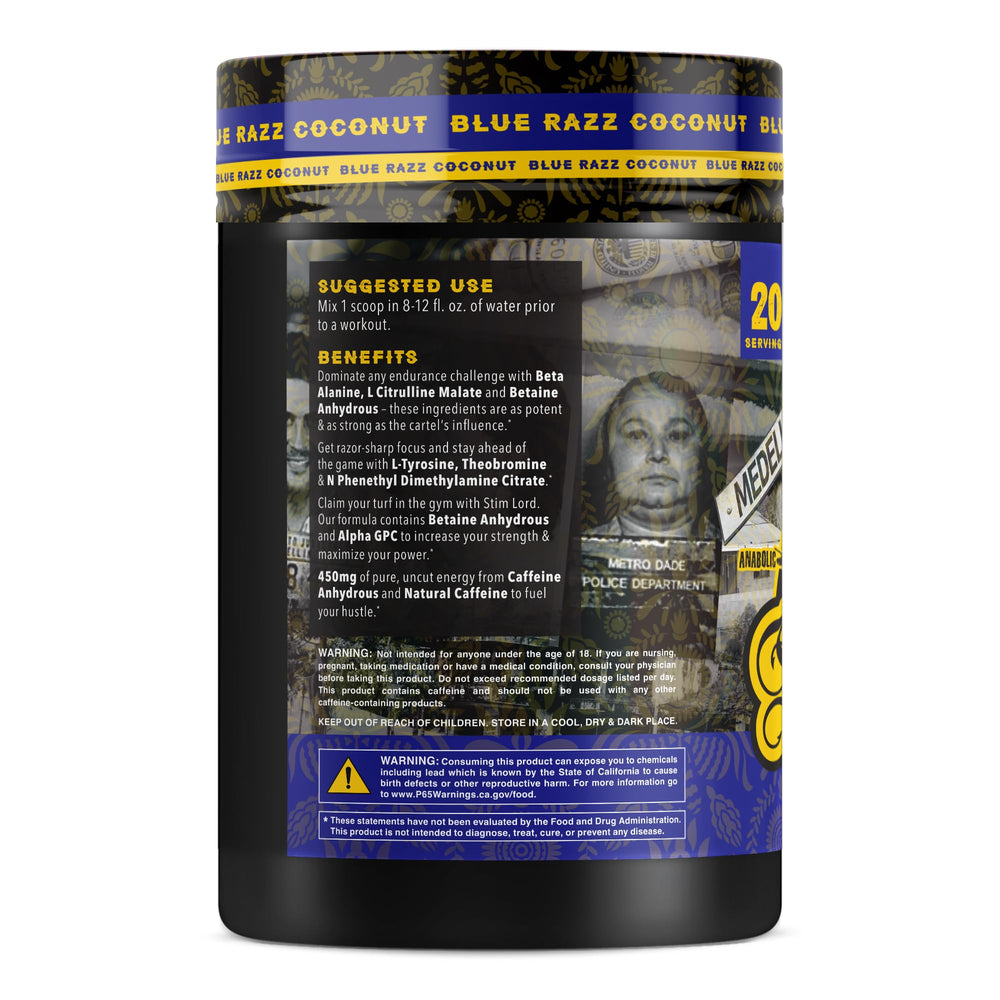 Stim Lord back label with supplement facts