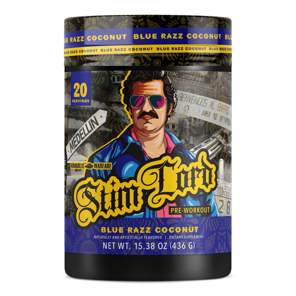 Stim Lord Blue Razz Coconut front label - 20 servings