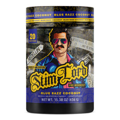 Stim Lord Blue Razz Coconut front label - 20 servings