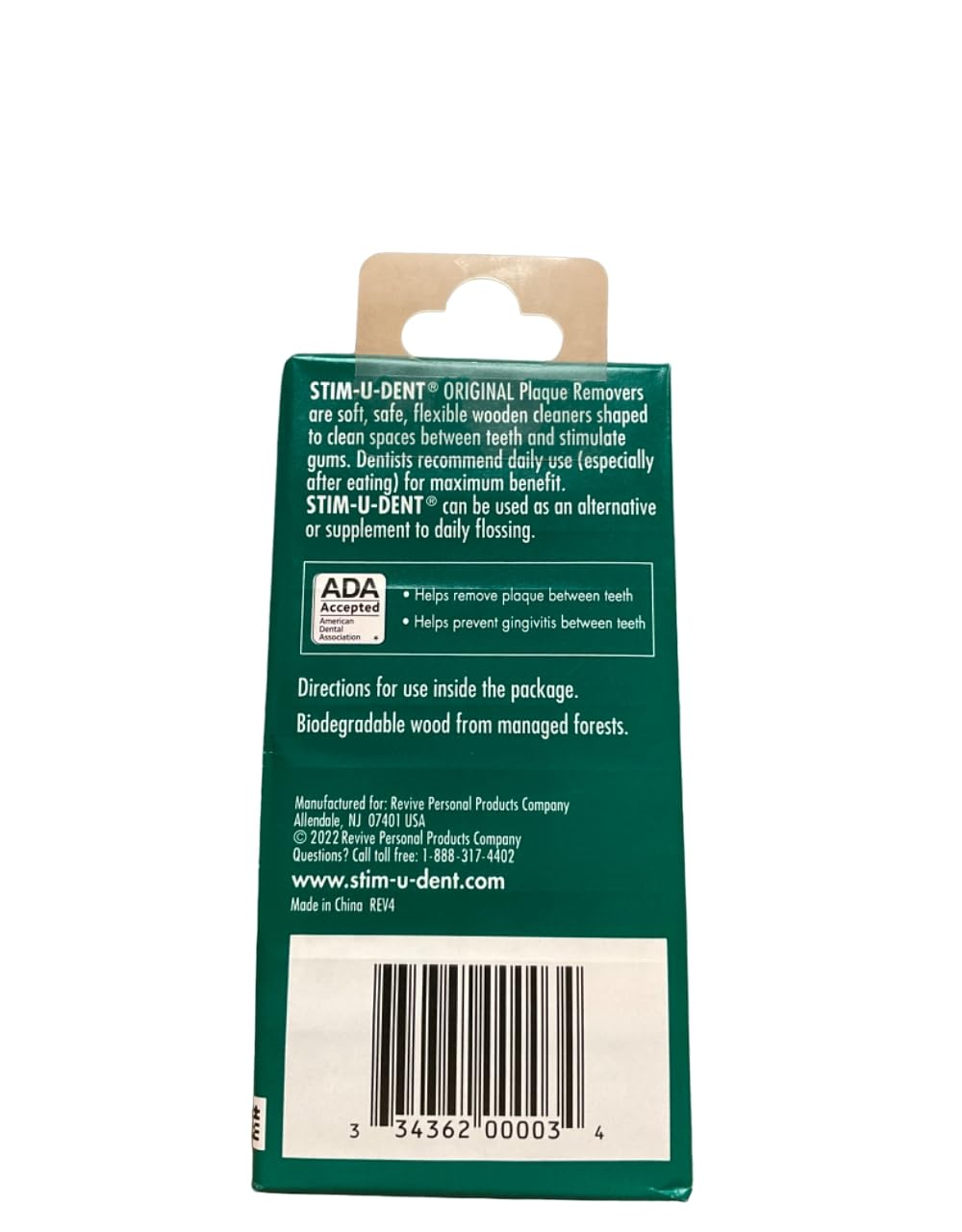 Close-up of Stim-U-Dent Mint Plaque Removers triangle design