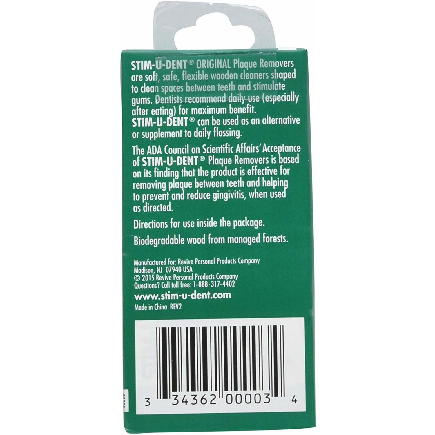 Close-up of Stim-U-Dent Mint Plaque Removers packaging and sticks
