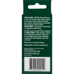 Close-up of a wooden triangular interdental cleaner pick