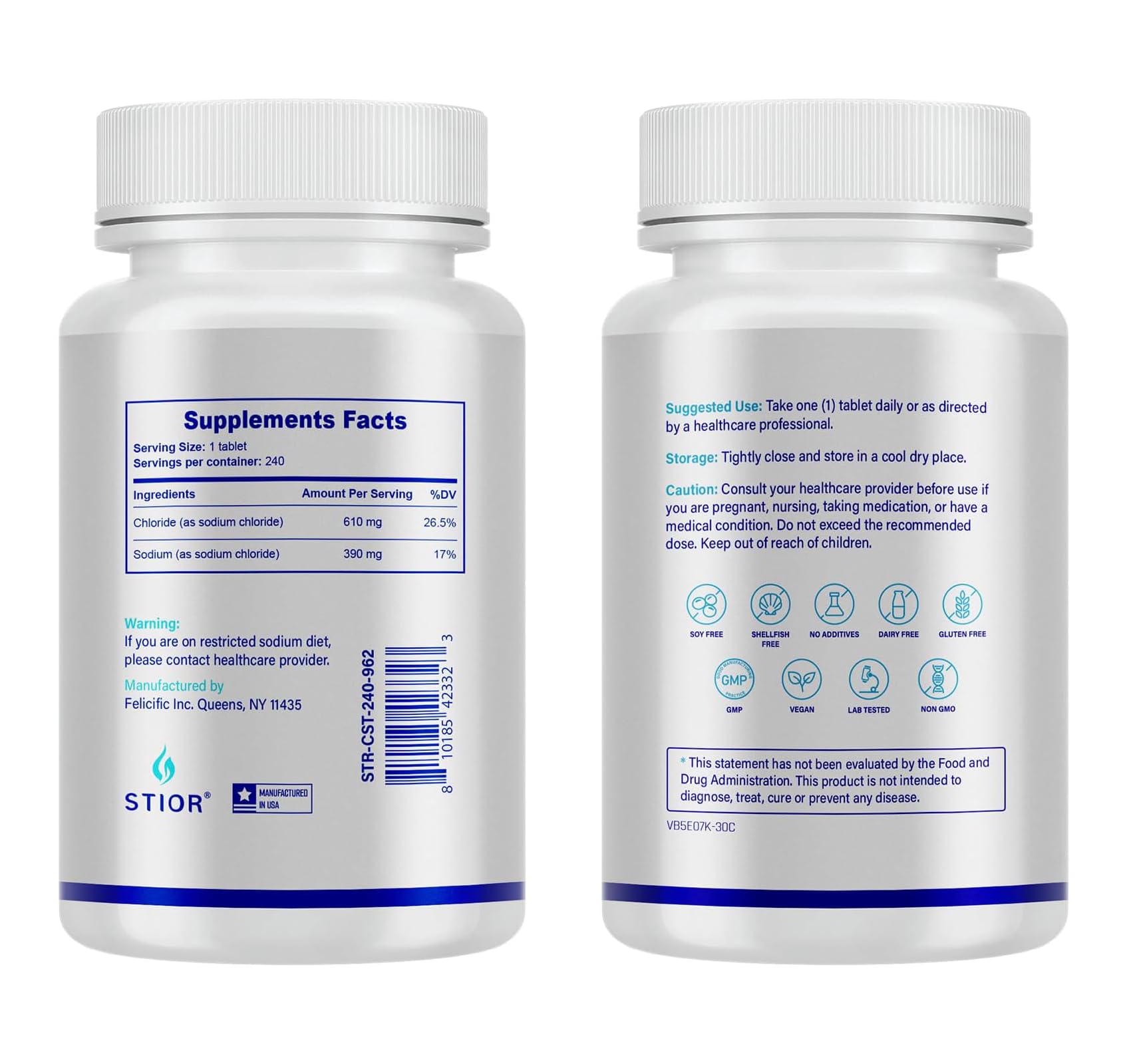 Made in USA STIOR sodium chloride tablets 1000 mg