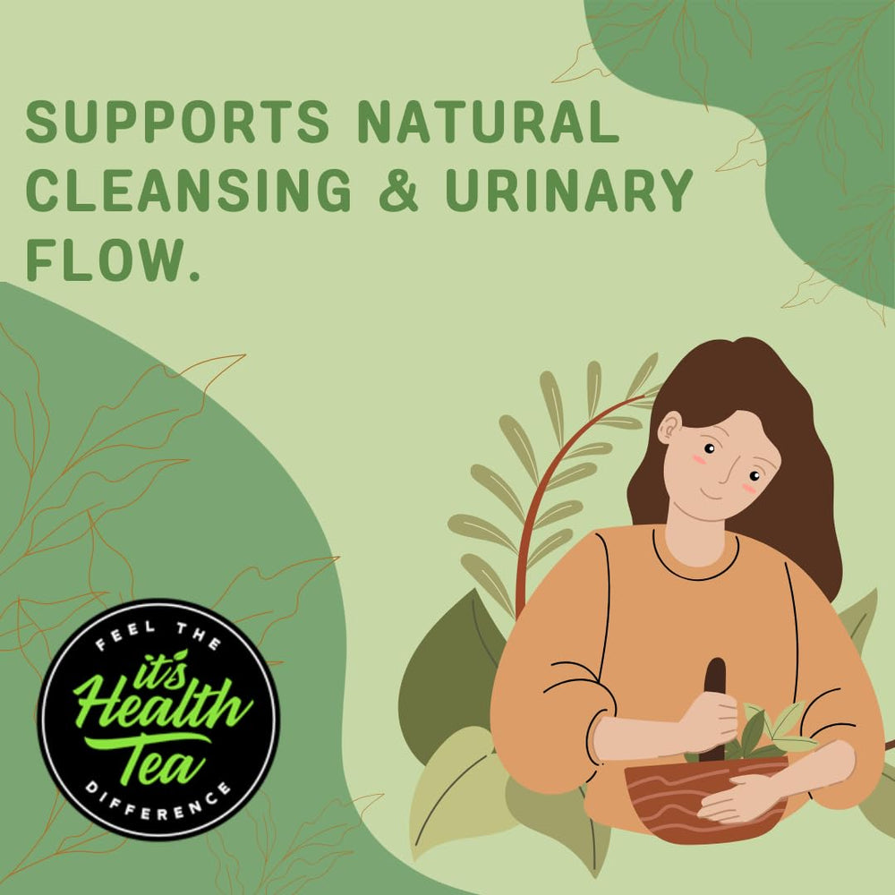 Herbal detox concept with leaves and tea setup