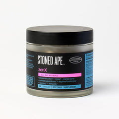Stoned Ape ZenX bottle and label on white background