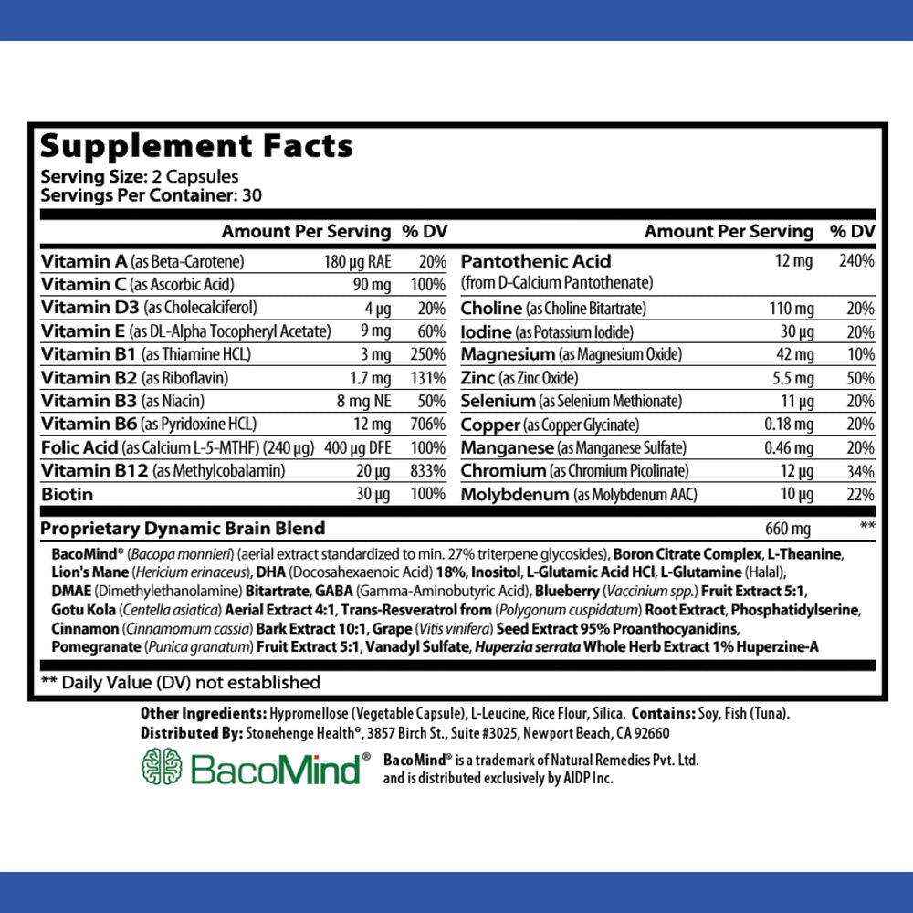 Nutrition label showing 30 servings per bottle