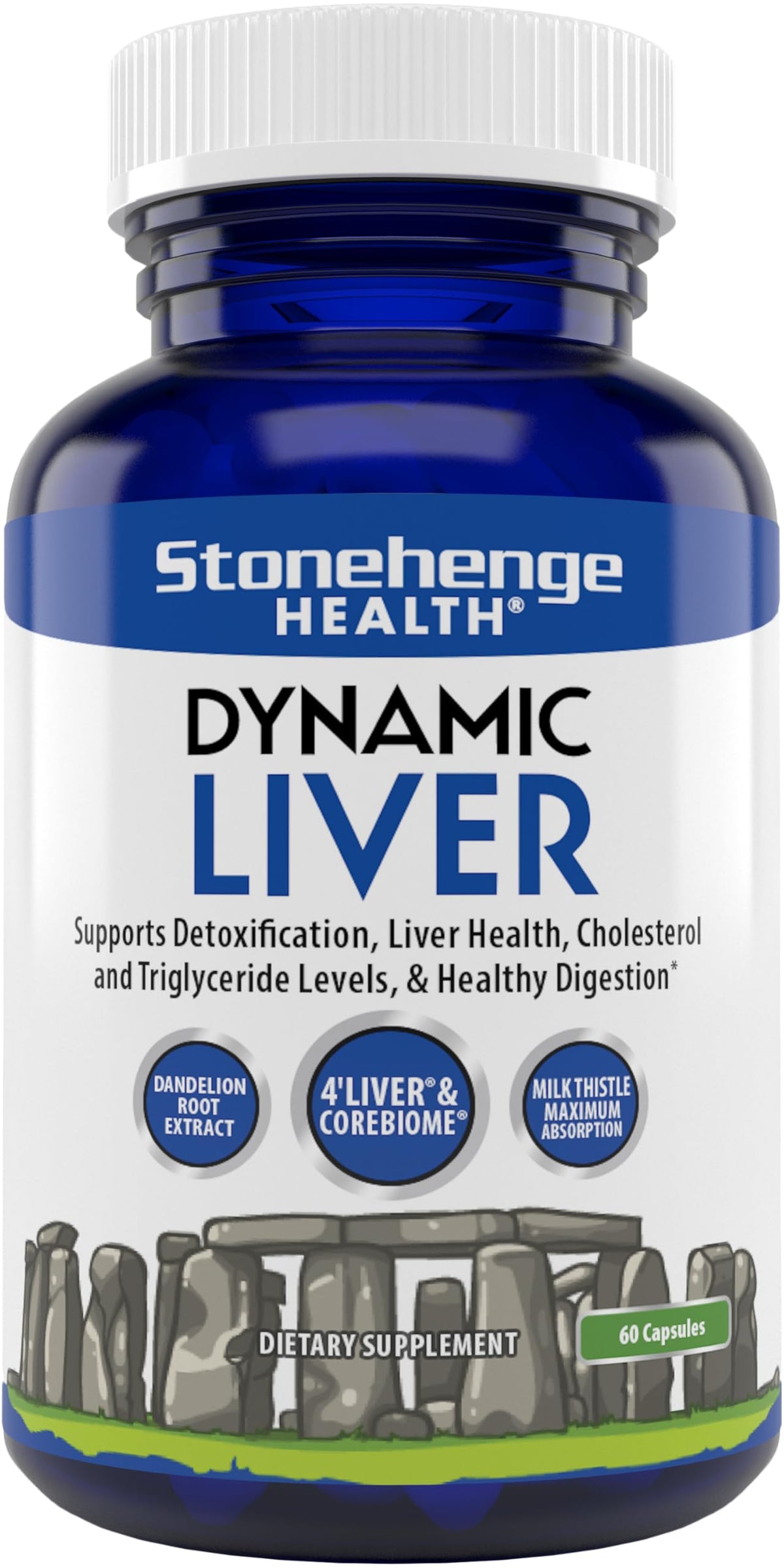 Bottle front view of Stonehenge Health Dynamic Liver Supplement