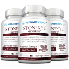 Stonexyl bottle showing 180 vegan capsules