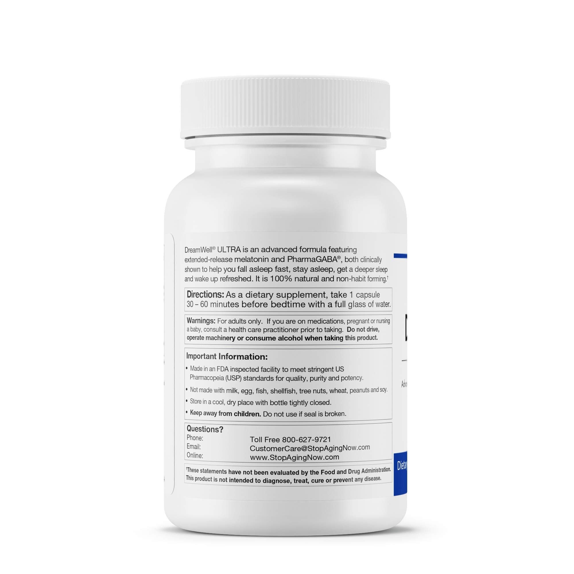 Close-up of DreamWell Ultra ingredients: melatonin and GABA