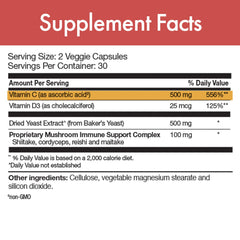 Ingredients panel featuring EpiCor, vitamin C and vitamin D