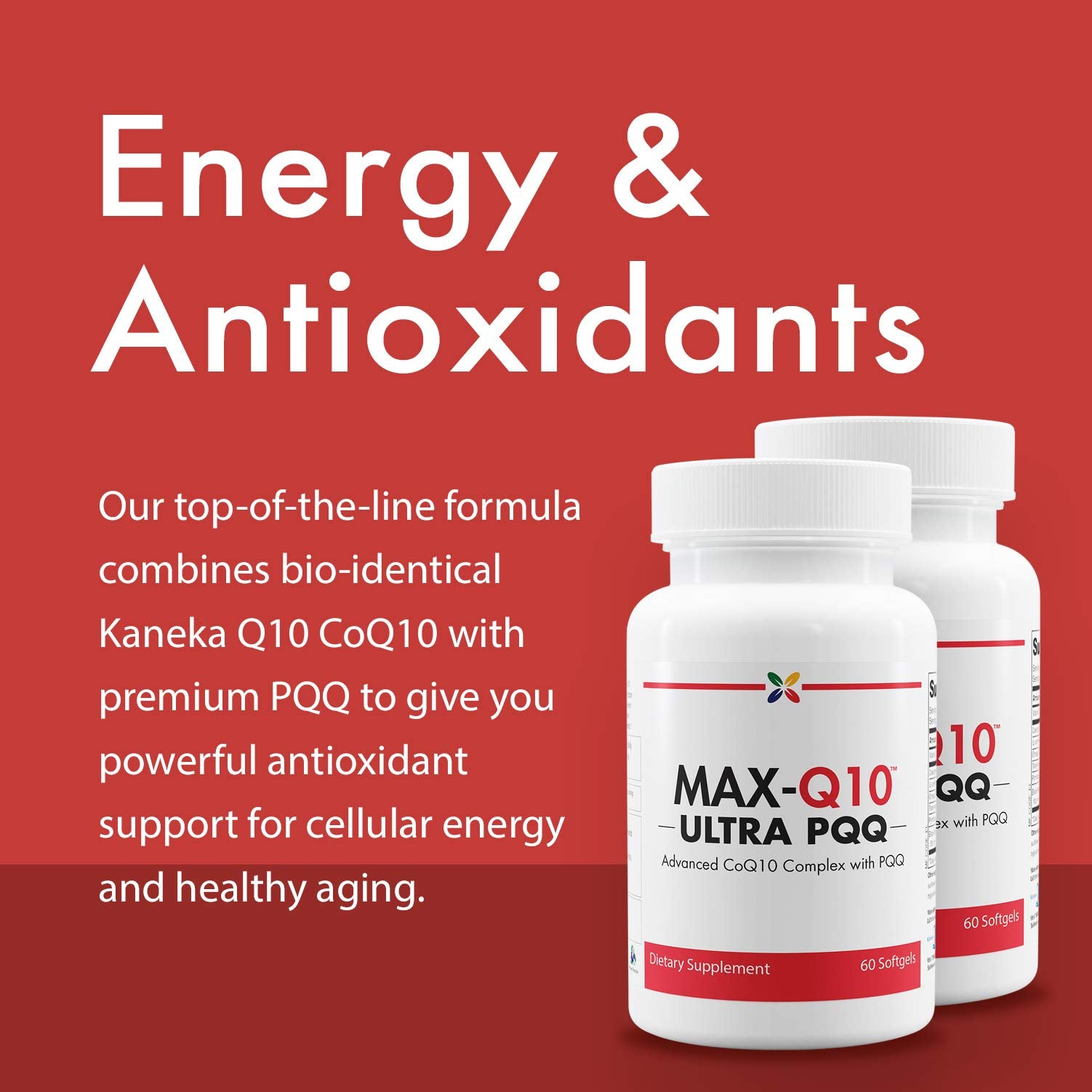 Close-up of MAX-Q10 Ultra CoQ10 softgels