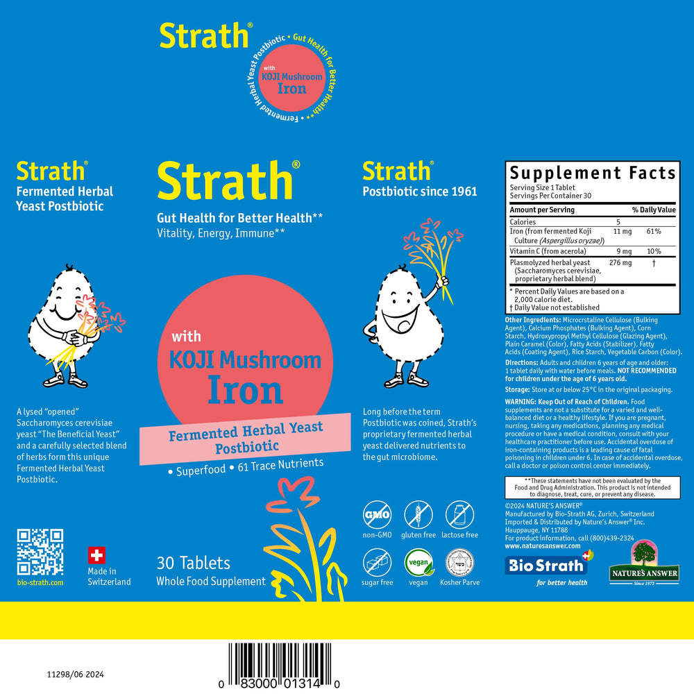 Strath Koji Mushroom & Iron – Swiss-made postbiotic supplement