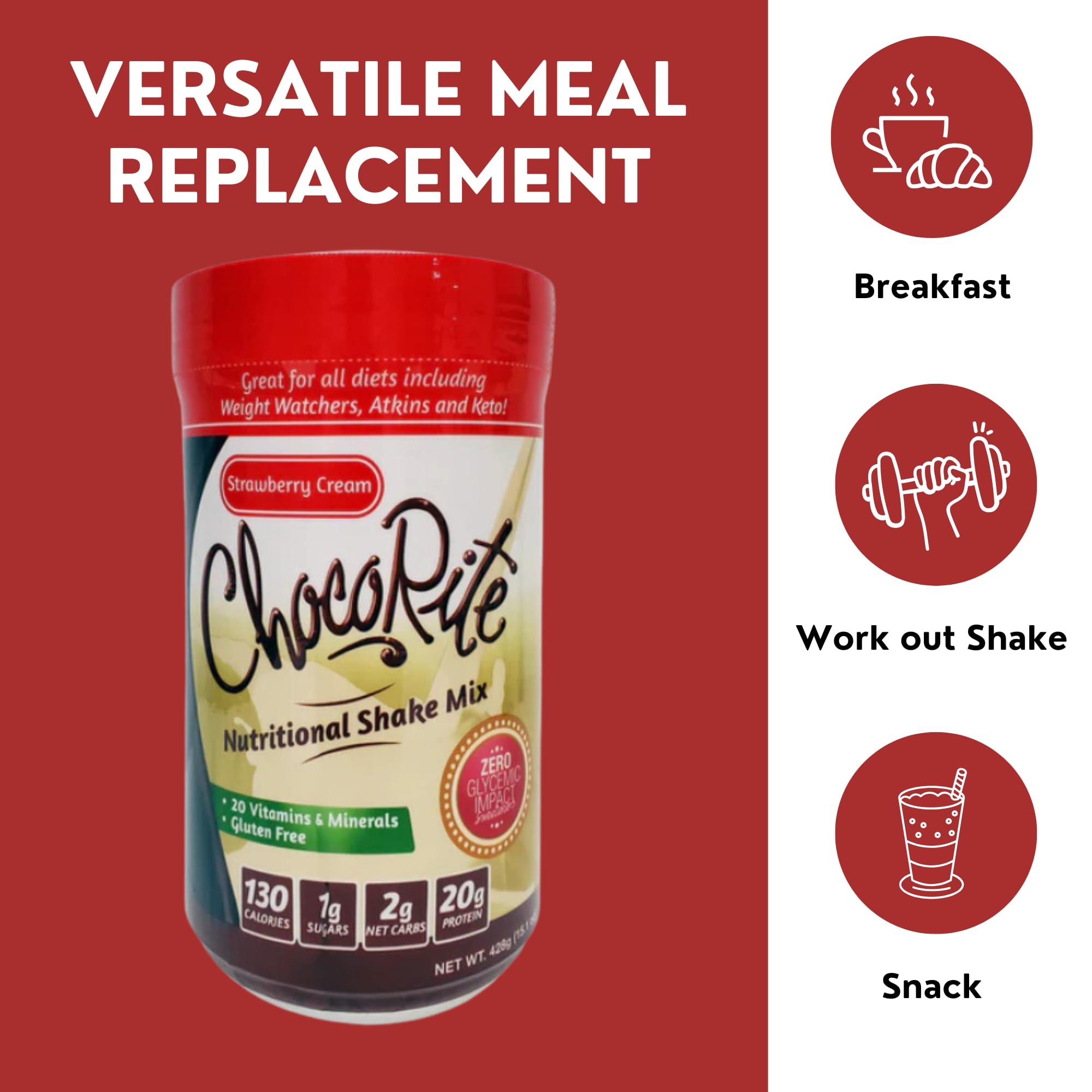 Prepared strawberry cream protein shake with milk