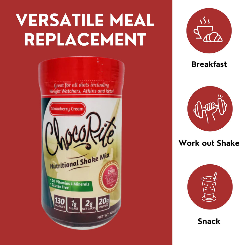 Prepared strawberry cream protein shake with milk