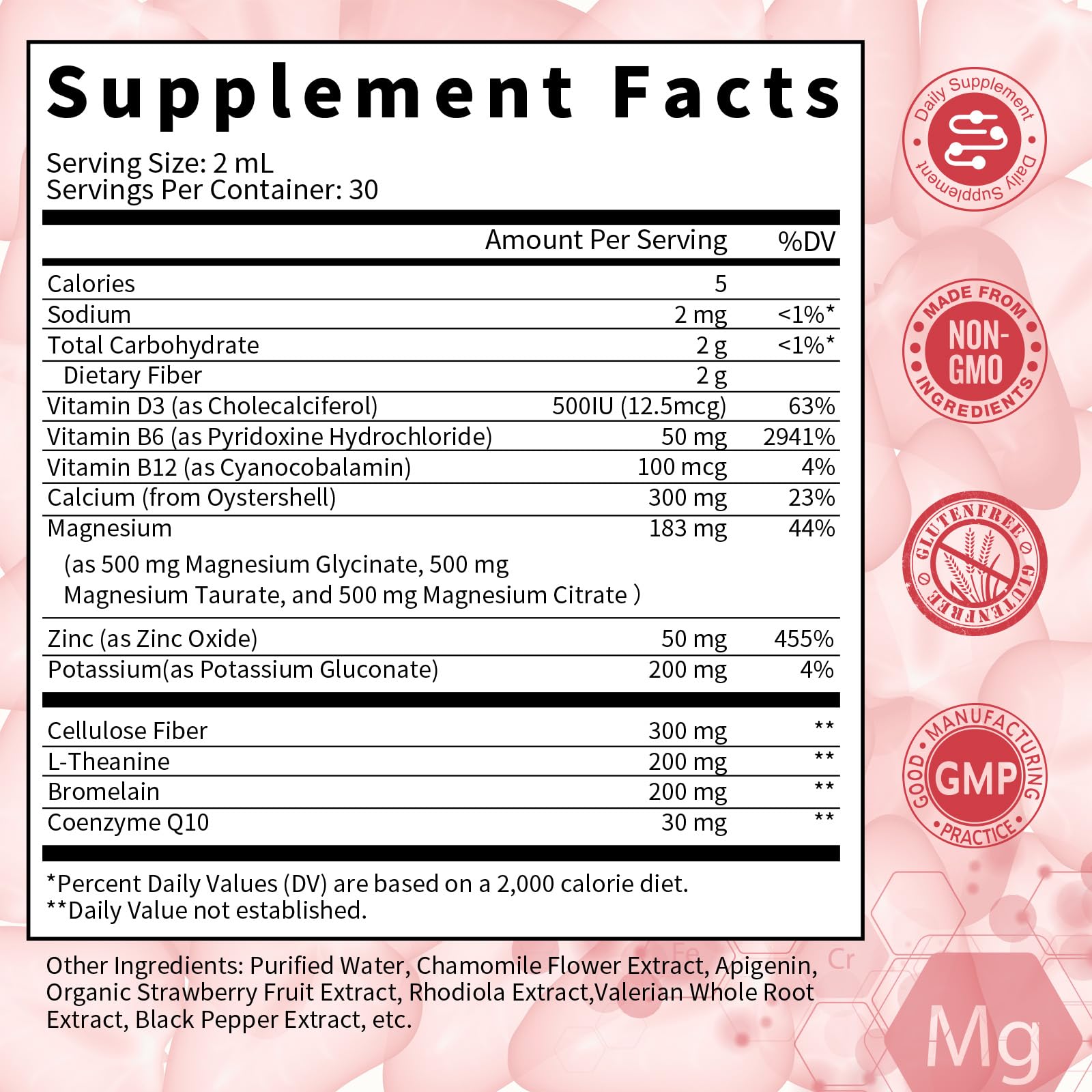 Strawberry flavor Triple Magnesium Complex 2 oz bottle