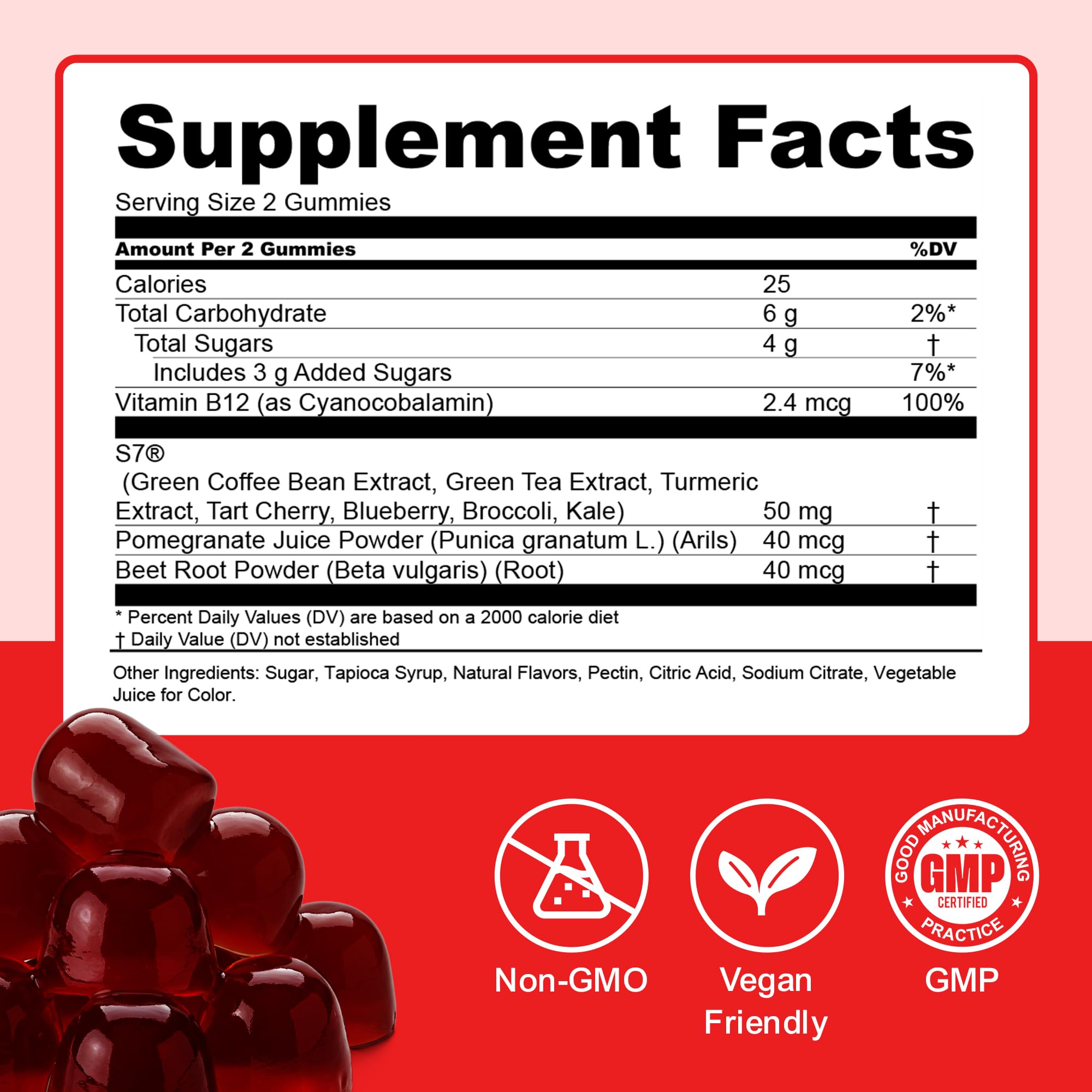 Strawberry-flavored beet root gummies