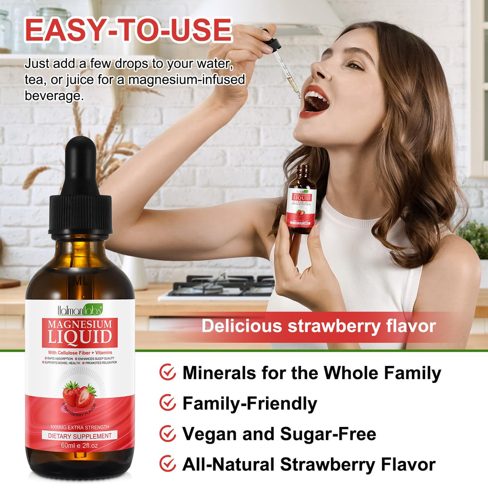 Strawberry flavored liquid magnesium drops 60ml